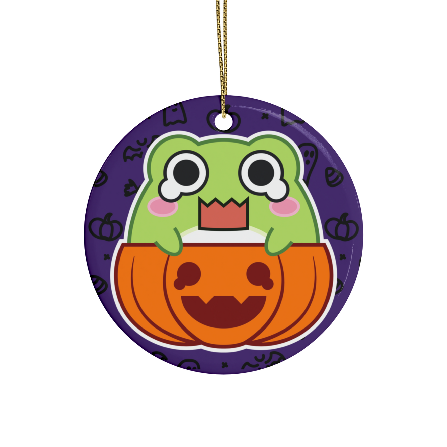 PunyPals Spooky Fergie the Frog Ceramic Ornament